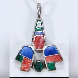 Vintage Native American Sterling Silver Multi-Stone Pendant